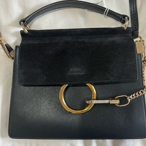 Authentic Chloe Faye top handle suede handbag